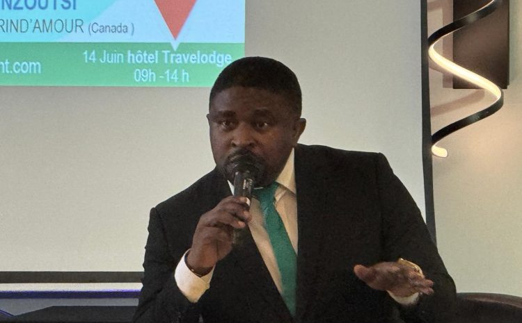 SOMMET DE QUÉBEC :ALLOCUTION D’OUVERTURE DU PRÉSIDENT DU CONSEIL D’ADMINISTRATION DE L’ALLIANCE DE DÉVELOPPEMENT DURABLE AFRIQUE-CANADA ,Merimé Cesair NGOUMTSOP À L’HÔTEL TRAVELODGE DE QUEBEC LE 14 JUIN 2025 .